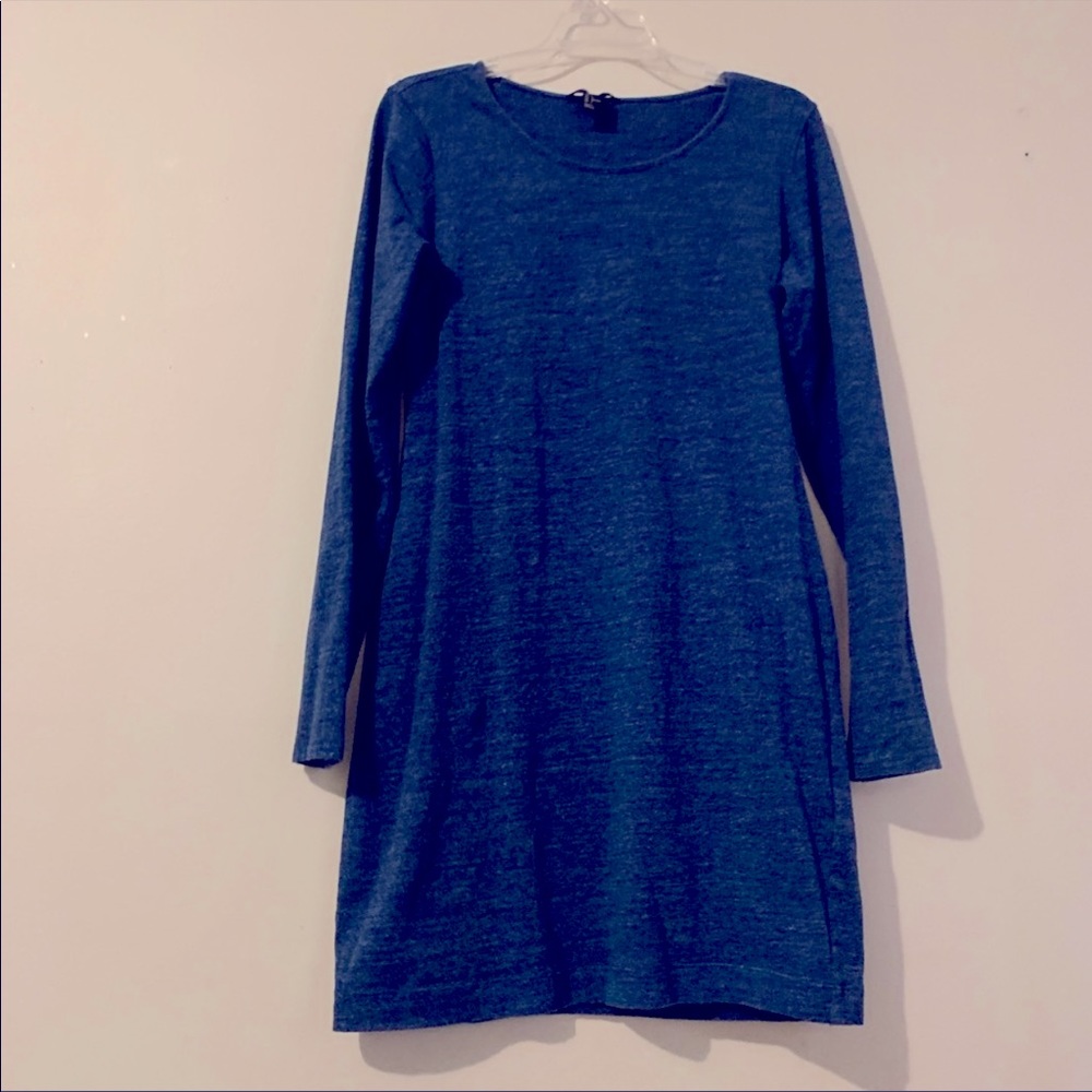 H&M long sleeve soft blue tunic dress L